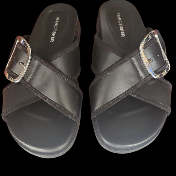 Marc Fisher Shoes - Marc Fisher Black Slides with Buckle